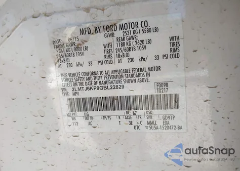 2016 Lincoln Mkx Select z USA, uszkodzony, nr VIN 2LMTJ6KP9GBL22829